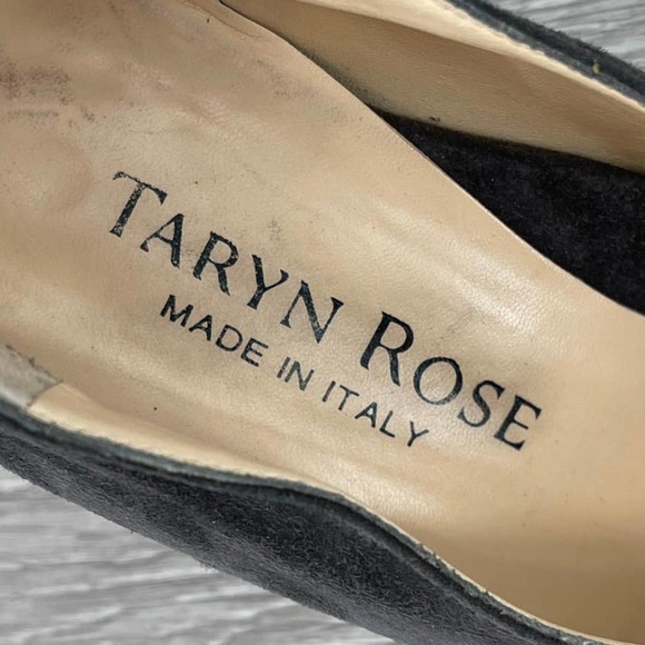 TARYN ROSE Gray Suede Pump Round Toe Block Heels - Made in Italy - Size 35 - Picture 3 of 10